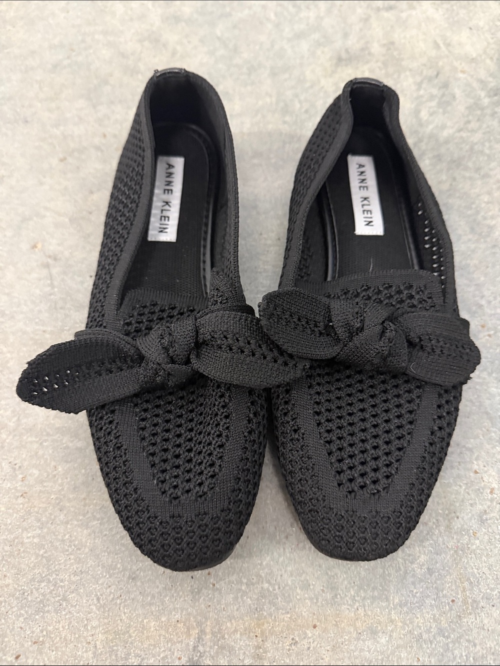 Anne Klein Black Knit Knotted Loafers for Women